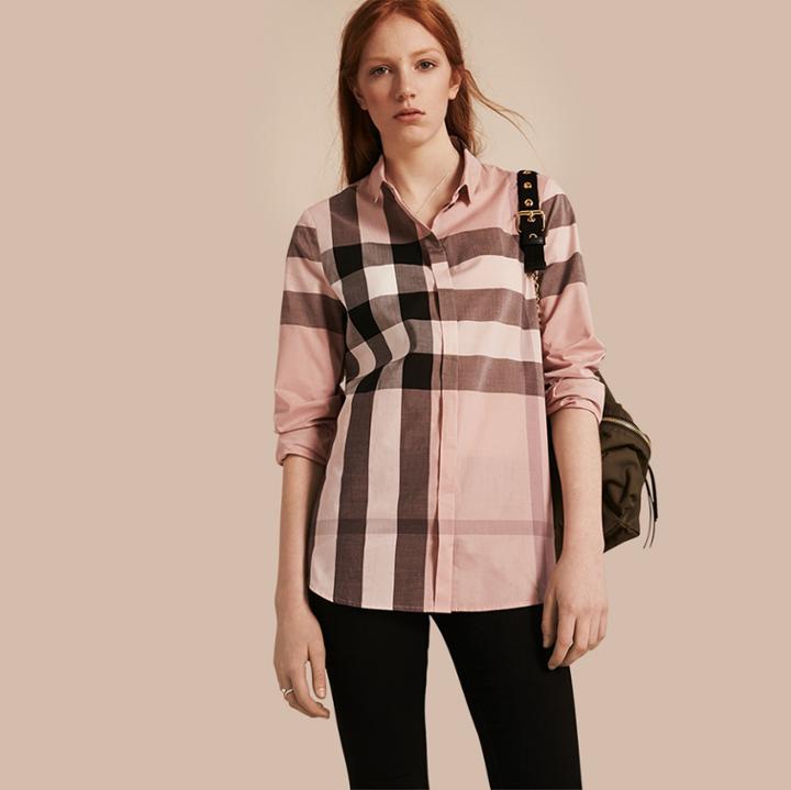 Burberry Burberry Check Cotton Shirt, Pink