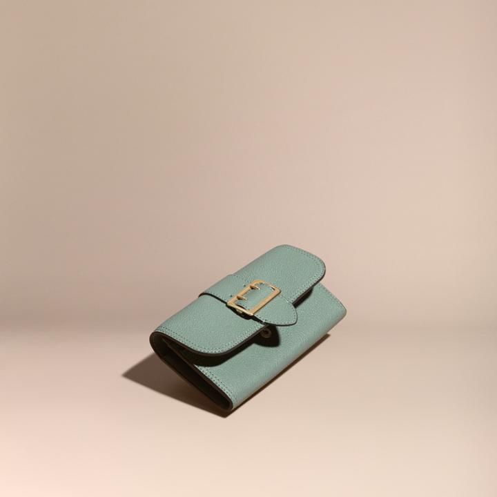 Burberry Burberry Textured Leather Continental Wallet, Green