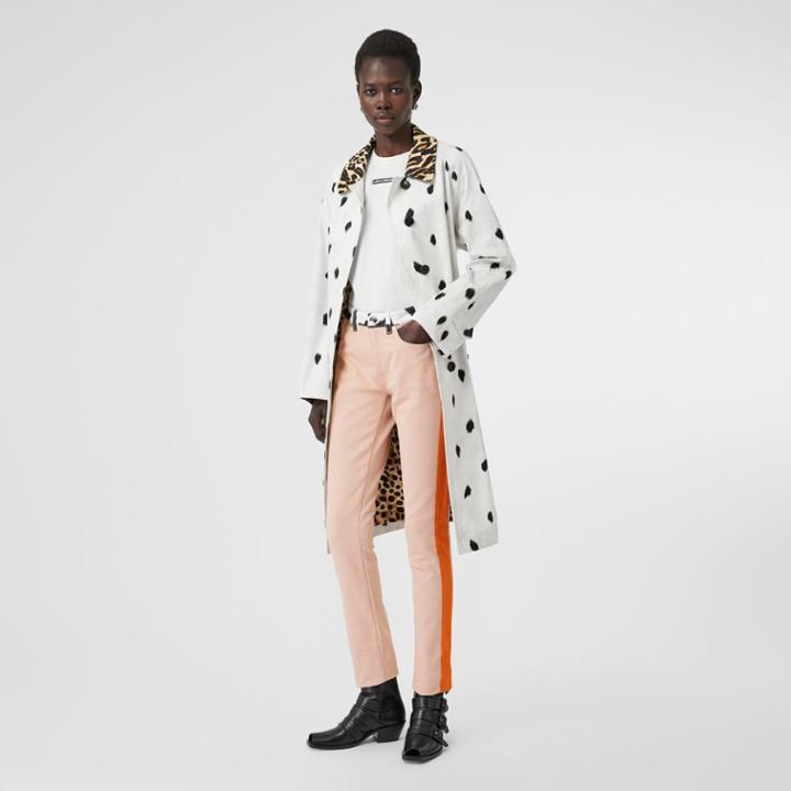 Burberry Burberry Straight Fit Cow Print Trim Japanese Denim Jeans, Size: 24, Pink