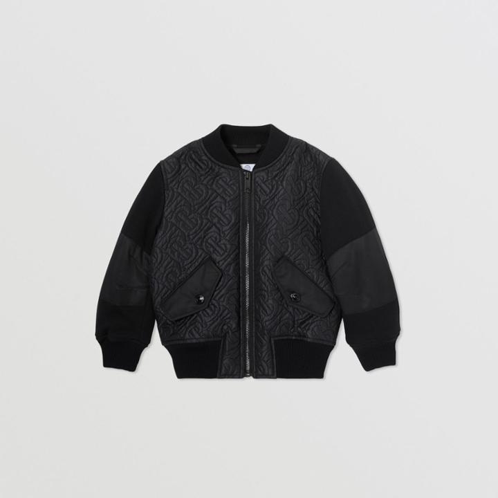 Burberry Burberry Childrens Monogram Quilted Recycled Polyester Bomber Jacket, Size: 12y, Black