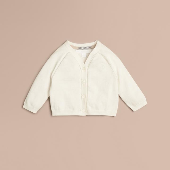 Burberry Burberry Open Stitch Detail Cotton Cardigan, Size: 12m, White