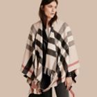 Burberry Burberry Check Cashmere And Wool Poncho, Beige