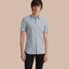 Burberry Burberry Short-sleeved Gingham Cotton Poplin Shirt, Size: Xl, Blue