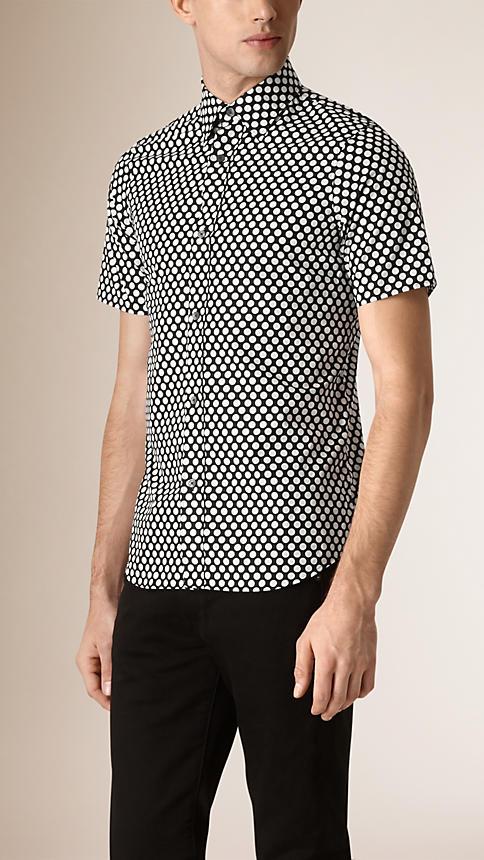 Burberry Prorsum Short-sleeved Spot Print Cotton Shirt