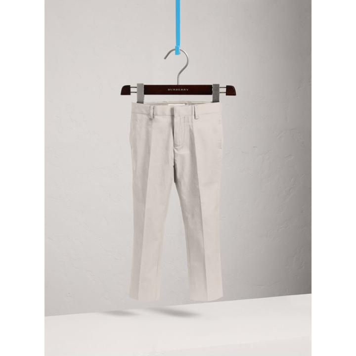 Burberry Burberry Tailored Stretch Cotton Trousers, Size: 10y, Beige