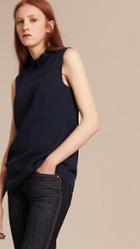 Burberry Lace Collar Satin Top