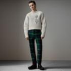 Burberry Burberry Tartan Wool Cropped Tailored Trousers, Size: 34, Green