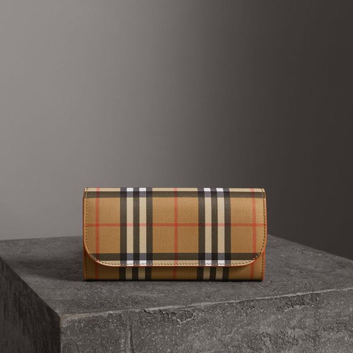 Burberry Burberry Vintage Check And Leather Continental Wallet, Orange