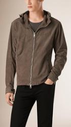 Burberry Perforated Lamb Suede Hooded Jacket
