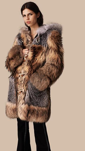 Burberry Prorsum Oversize Raccoon Duffle Coat