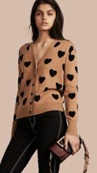 Burberry Heart Intarsia Merino Wool Cardigan