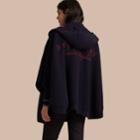 Burberry Burberry Wool Cashmere Blend Hooded Poncho, Blue