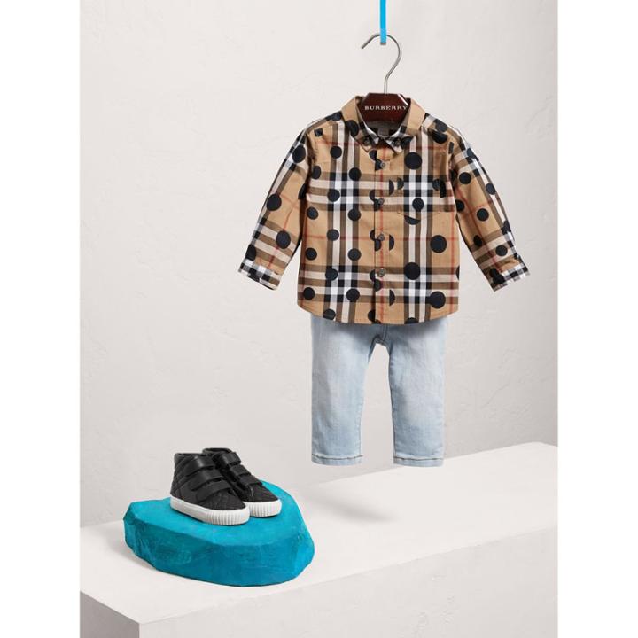 Burberry Burberry Polka-dot Check Cotton Shirt, Size: 18m