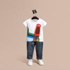 Burberry Burberry Rocket Telephone Box Print Cotton T-shirt, Size: 3y, White