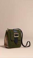 Burberry The Medium Buckle Bag -square In English Suede And House Check