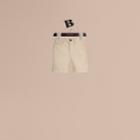 Burberry Burberry Check Detail Cotton Chino Shorts, Size: 14y, Beige