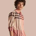 Burberry Burberry Check Cotton Poplin And Linen Shirt, Size: Xs, Pink