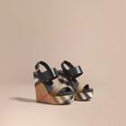 Burberry House Check Leather And Calf Suede Platform Wedges