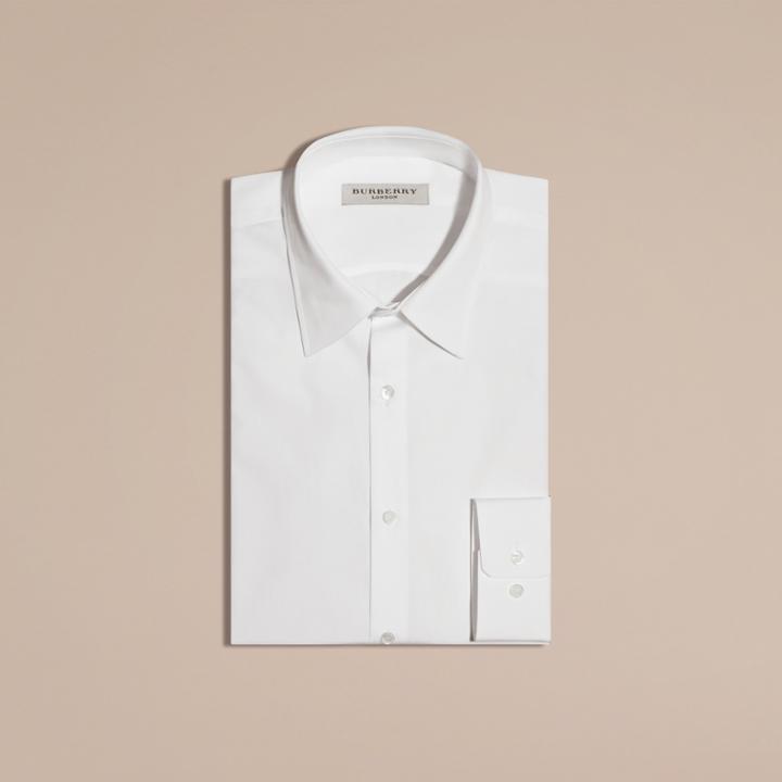 Burberry Burberry Slim Fit Cotton Poplin Shirt, Size: 15.5, White