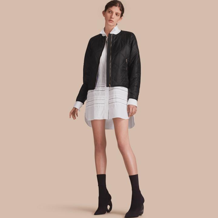 Burberry Burberry Collarless Diamond Quilted Lightweight Jacket, Black