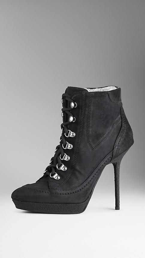 Burberry Shearling Suede Ankle Boots