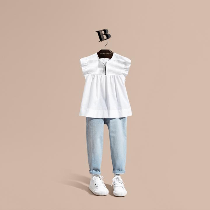 Burberry Burberry Pleat And Ruffle Detail Cotton Shirt, Size: 8y, White