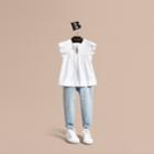 Burberry Burberry Pleat And Ruffle Detail Cotton Shirt, Size: 8y, White
