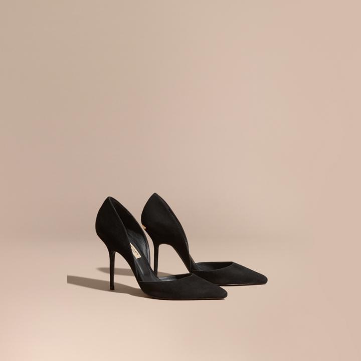 Burberry Burberry Point-toe Suede D'orsay Pumps, Size: 38, Black