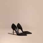 Burberry Burberry Point-toe Suede D'orsay Pumps, Size: 38, Black