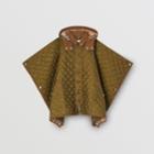 Burberry Burberry Childrens Corduroy Trim Diamond Quilted Hooded Poncho, Green