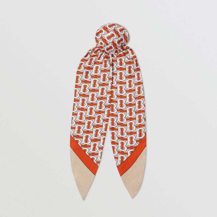 Burberry Burberry Monogram Print Silk Hair Scarf, Red