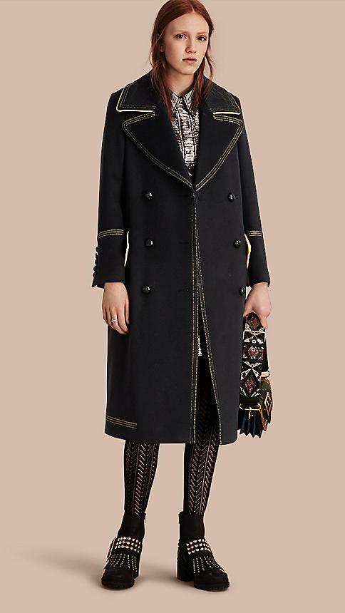 Burberry Tailored Wool Coat With Contrast Details