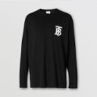 Burberry Burberry Long-sleeve Monogram Motif Cotton Top, Black