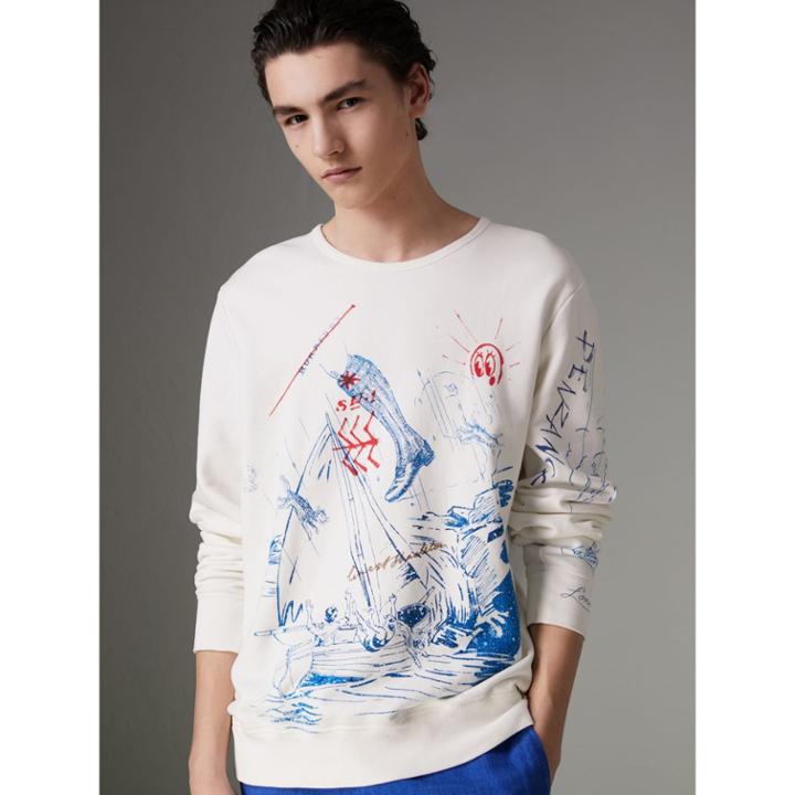 Burberry Burberry Adventure Print Cotton Sweatshirt, Size: M, White