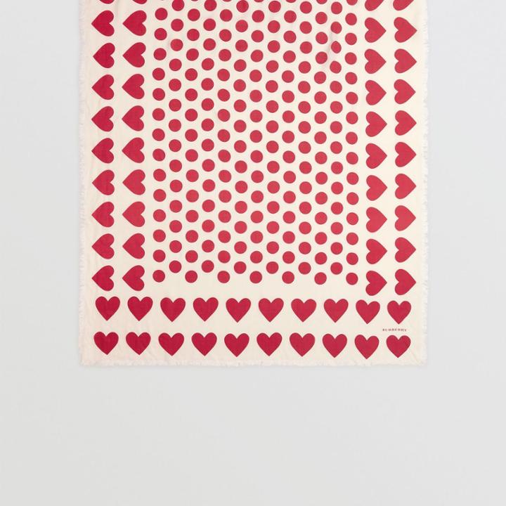 Burberry Burberry Heart And Spot Wool Silk Blend Jacquard Scarf