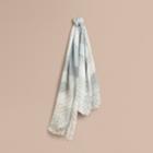 Burberry Burberry Floral Lace And Check Print Silk Scarf, Blue