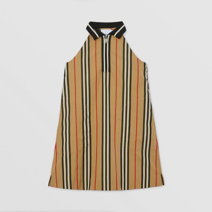 Burberry Burberry Childrens Icon Stripe Cotton Poplin Zip-front Dress, Size: 6y, Beige