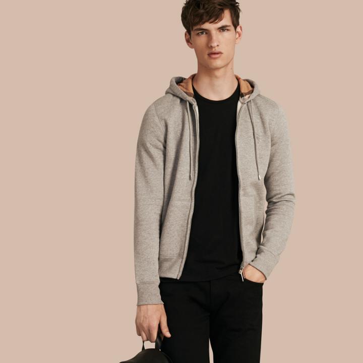 Burberry Burberry Hooded Cotton Jersey Top, Size: Xxl, Grey
