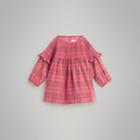 Burberry Burberry Childrens Ruffle Detail Check Cotton Dress, Size: 2y, Red