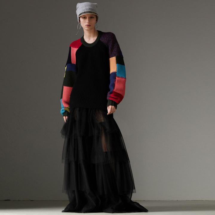 Burberry Burberry Patchwork Wool Cashmere Blend Sweater, Multicolour