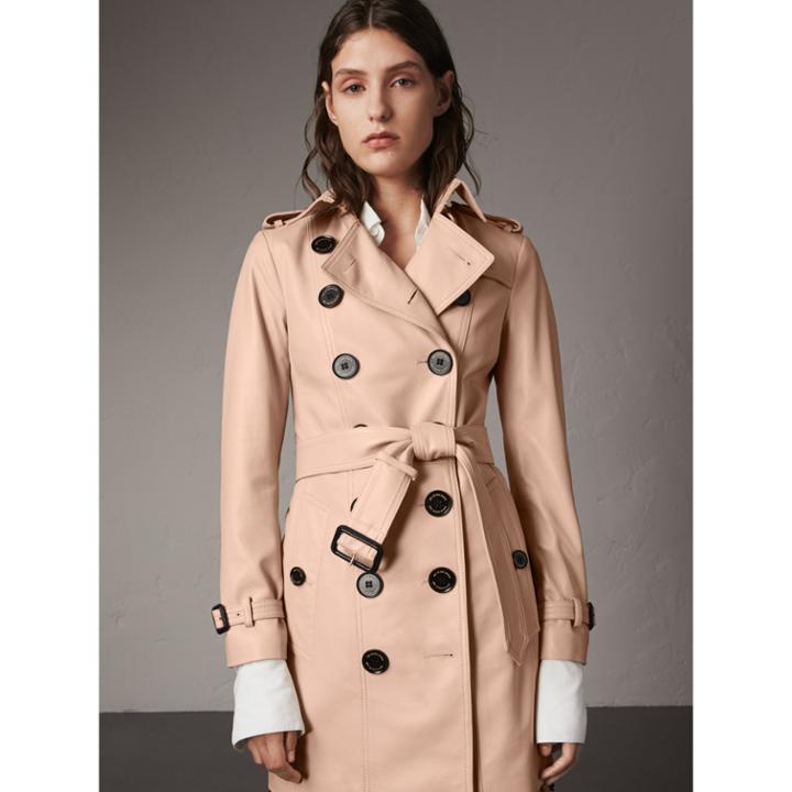 Burberry Burberry Lambskin Trench Coat, Size: 06, Beige