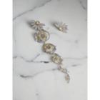 Burberry Burberry Long Crystal Half-daisy Drop Earring And Stud Set, Yellow