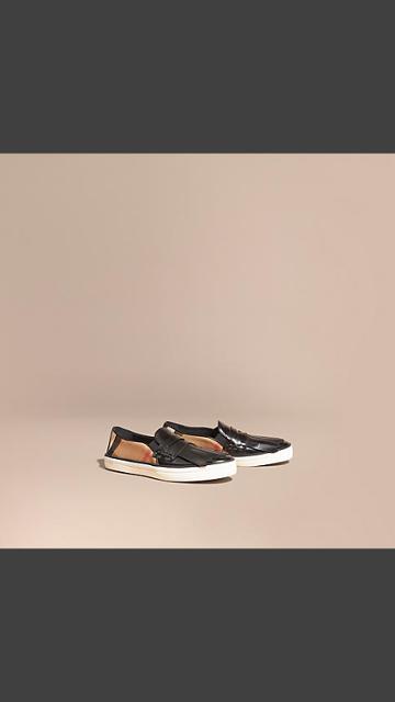 Burberry House Check Cotton And Leather Trainers