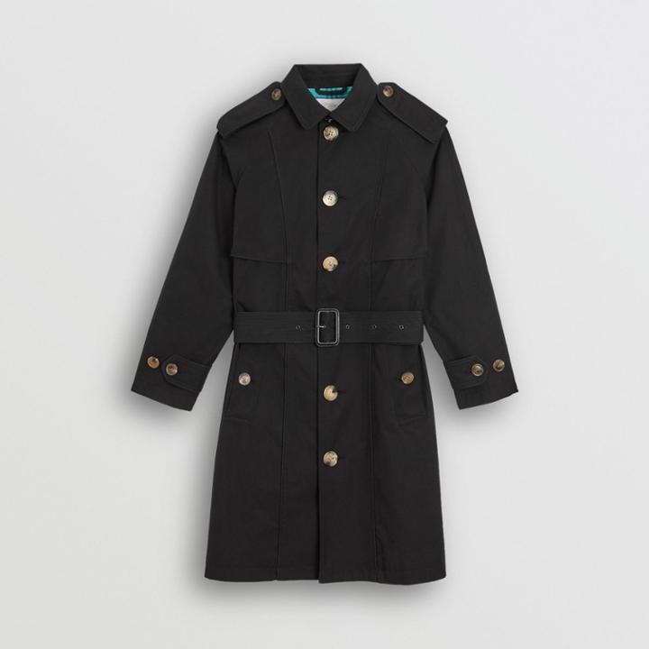 Burberry Burberry Childrens Piping Detail Tropical Gabardine Trench Coat, Size: 10y, Black