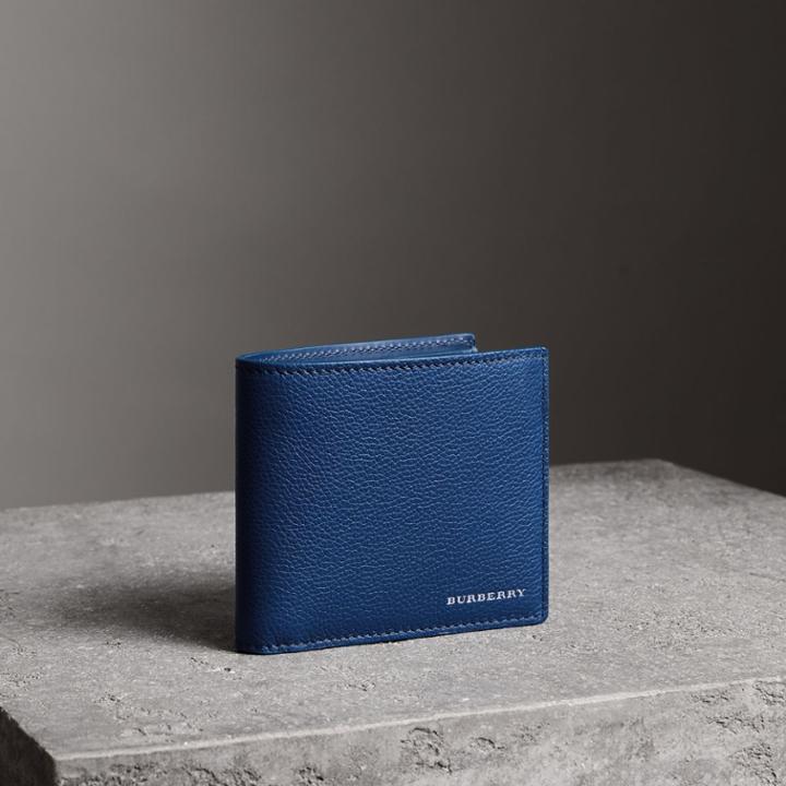 Burberry Burberry Grainy Leather International Bifold Wallet, Purple