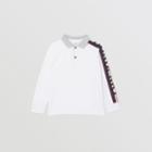 Burberry Burberry Childrens Long-sleeve Logo Print Cotton Polo Shirt, Size: 14y, White