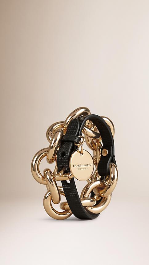 Burberry Leather And Chain Wrap Bracelet