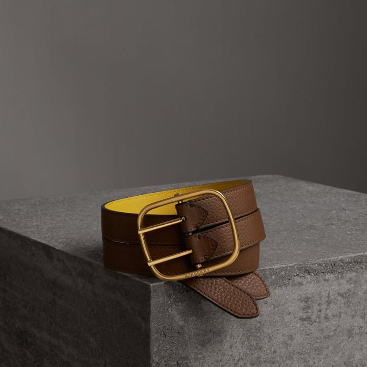 Burberry Burberry Double-strap Leather Belt, Size: 85, Yellow