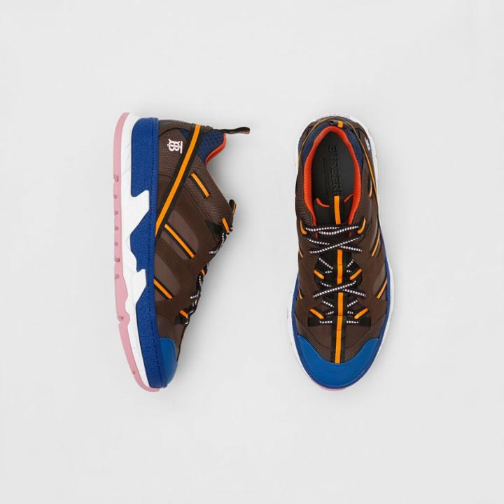 Burberry Burberry Nylon And Mesh Union Sneakers, Size: 43, Brown
