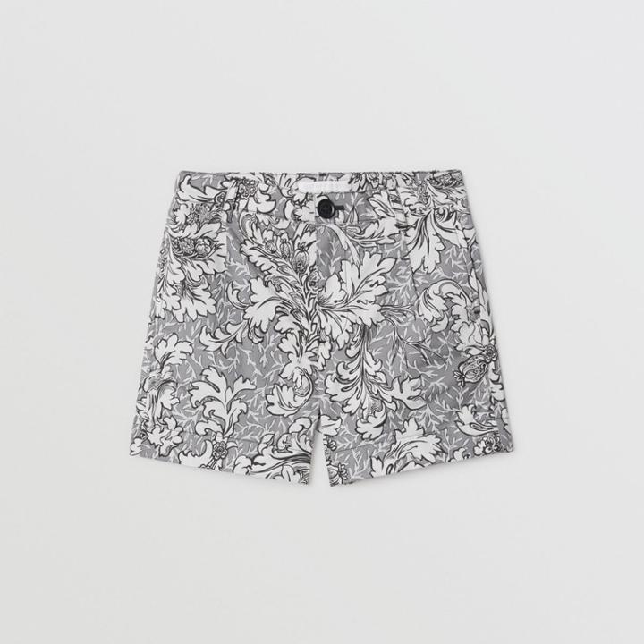 Burberry Burberry Childrens Floral Print Cotton Tailored Shorts, Size: 10y, Grey